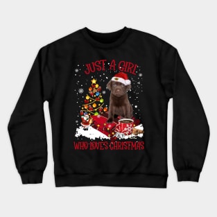 Chocolate Labrador Just A Girl Who Loves Christmas Crewneck Sweatshirt